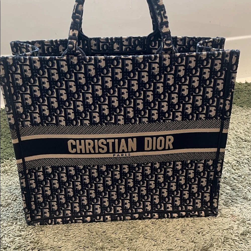 Dior Monogram Navy and Cream Tote